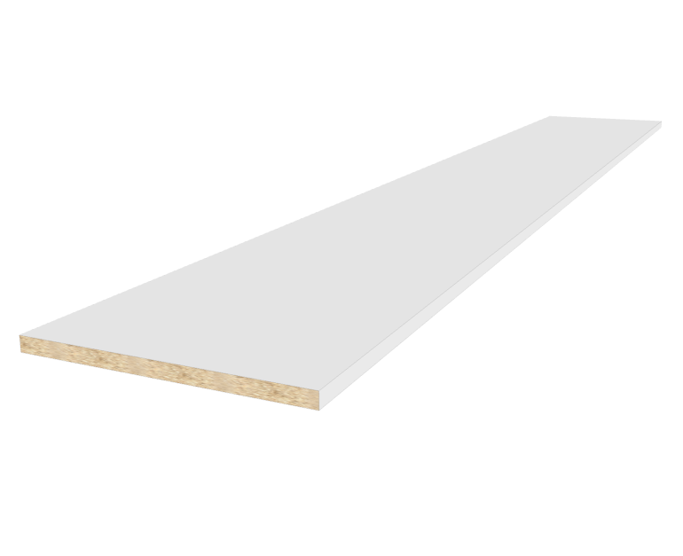 Closet Maestro To Go — 96" White Melamine Shelf — 14in Deep, Edge-Banded 1 Side